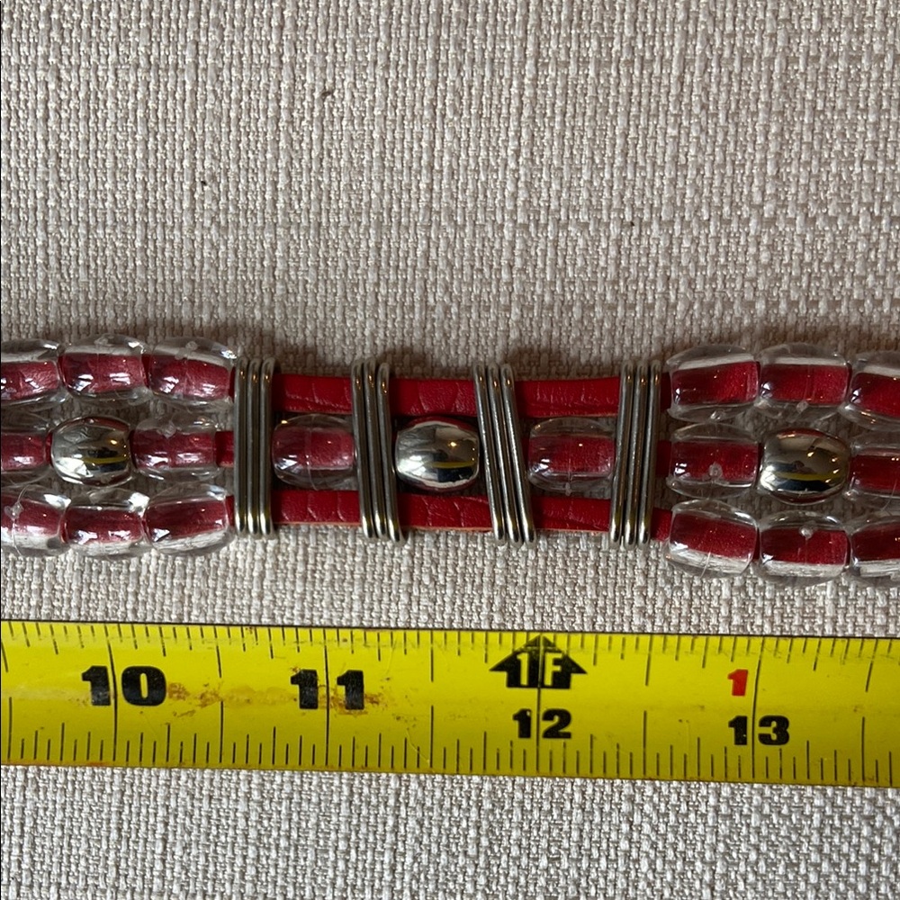 Jose Corel Vitage made in France Stylish Red leather belt with Beaded Band - Picture 7 of 10